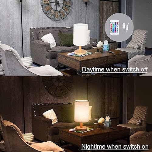 Miniatura 4 de Lámpara minimalista para mesita de noche, girasoles brillantes, a cuadros de búfalo blanco y negro, a cuadros, sin costuras, floral, de madera,