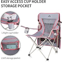 Vista 4 de Silla de camping con toldo de protección solar completa, silla plegable para exteriores con pantalla ajustable, soporte para tazas, bolsillos Gris