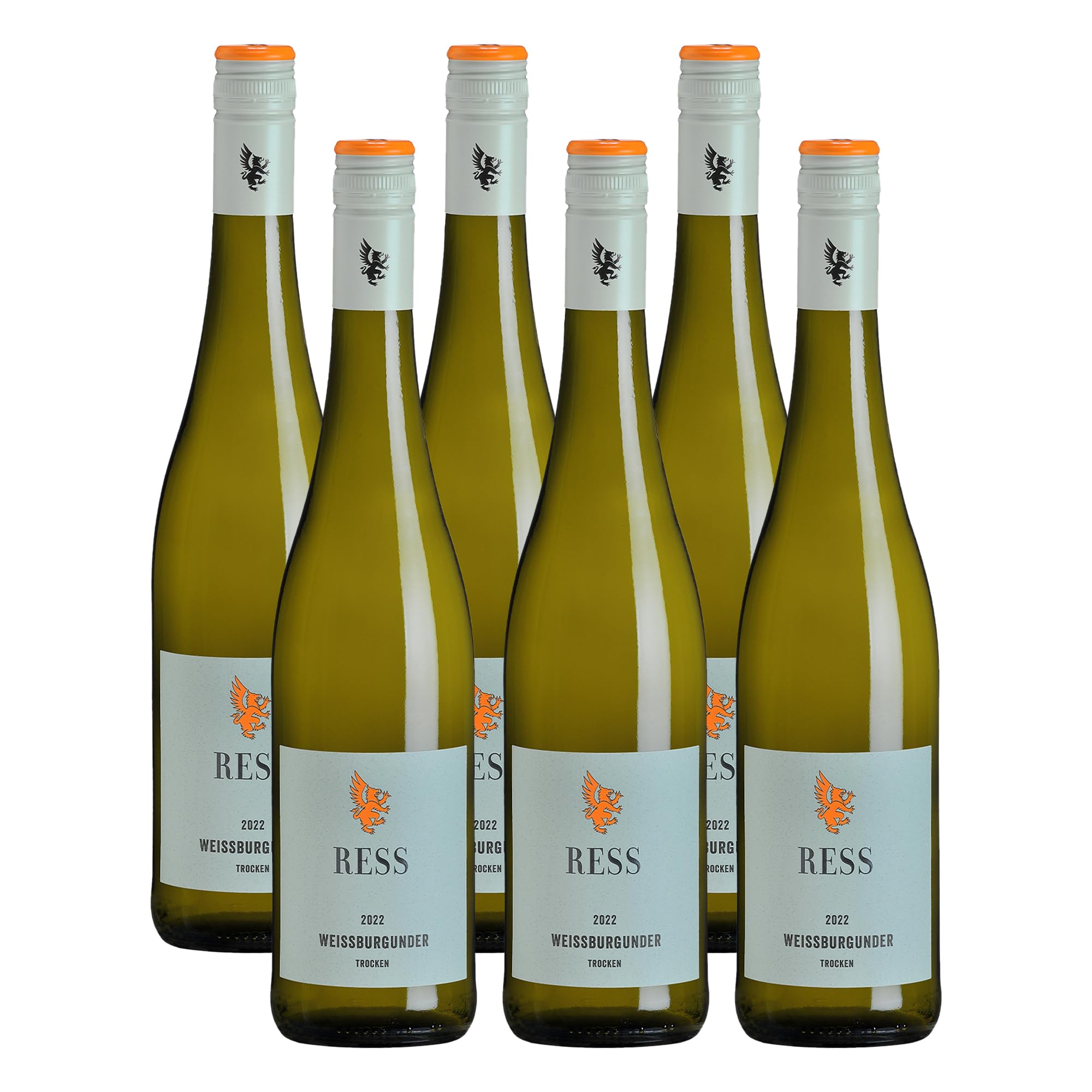 RESS 2025 Rheinhessen Weißburgunder trocken im 6er-Paket, Pinot Blanc vom Familienweingut, frischer weißwein trocken mit Apfel und Birne