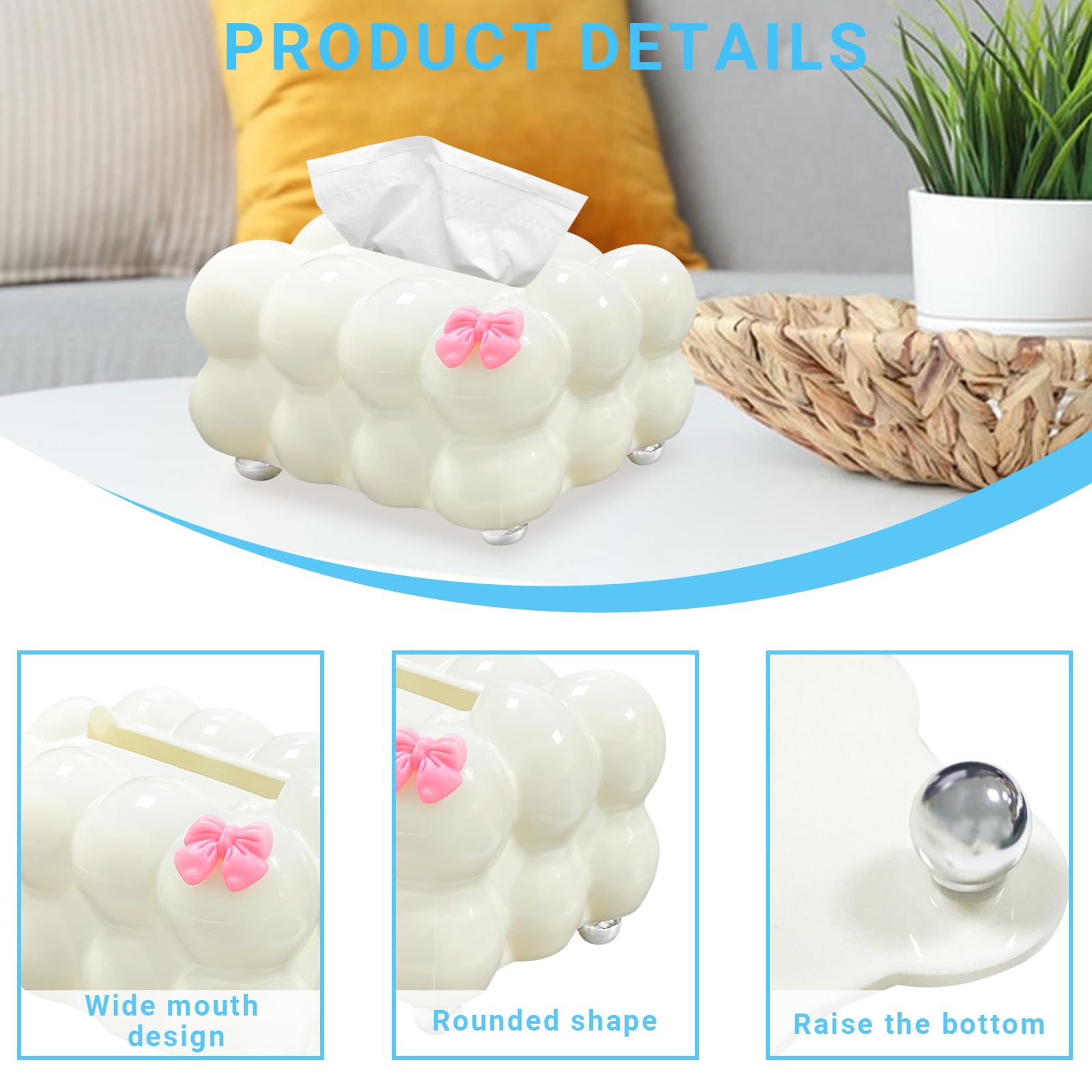 Boîte à Mouchoirs Nuage Blanc Dewocke - Design Moderne Pour Maison Bureau 20x13x9cm