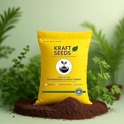 Kraft Seeds Cocopeat 5kg Ready to Use - Organic Coconut Coir Fiber Growing Medium, Cocopeat Block for Home Gardening & P