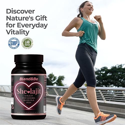 Miniatura 5 de Blend&Be SheLajit Shilajit para mujeres con Ashwagandha, Rhodiola, raíz de maca, hierro, zinc y vitamina D3  Mezcla adaptogénica diaria y mineral