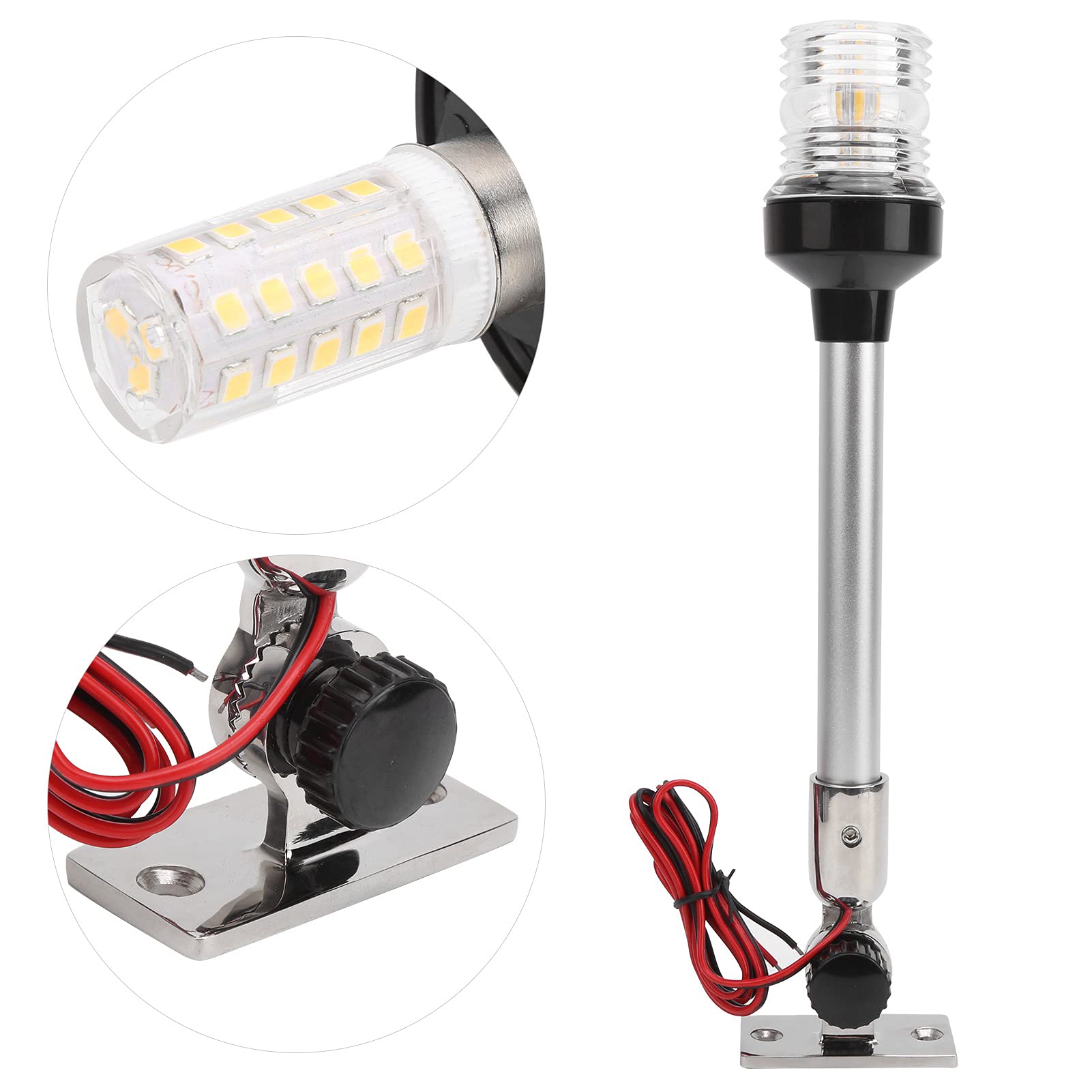 Akozon Lampada di Segnalazione a Vela Rotonda con Luce di Navigazione a LED per Yacht per Barche Marine Illuminazione a 360° a Tutto Tondo