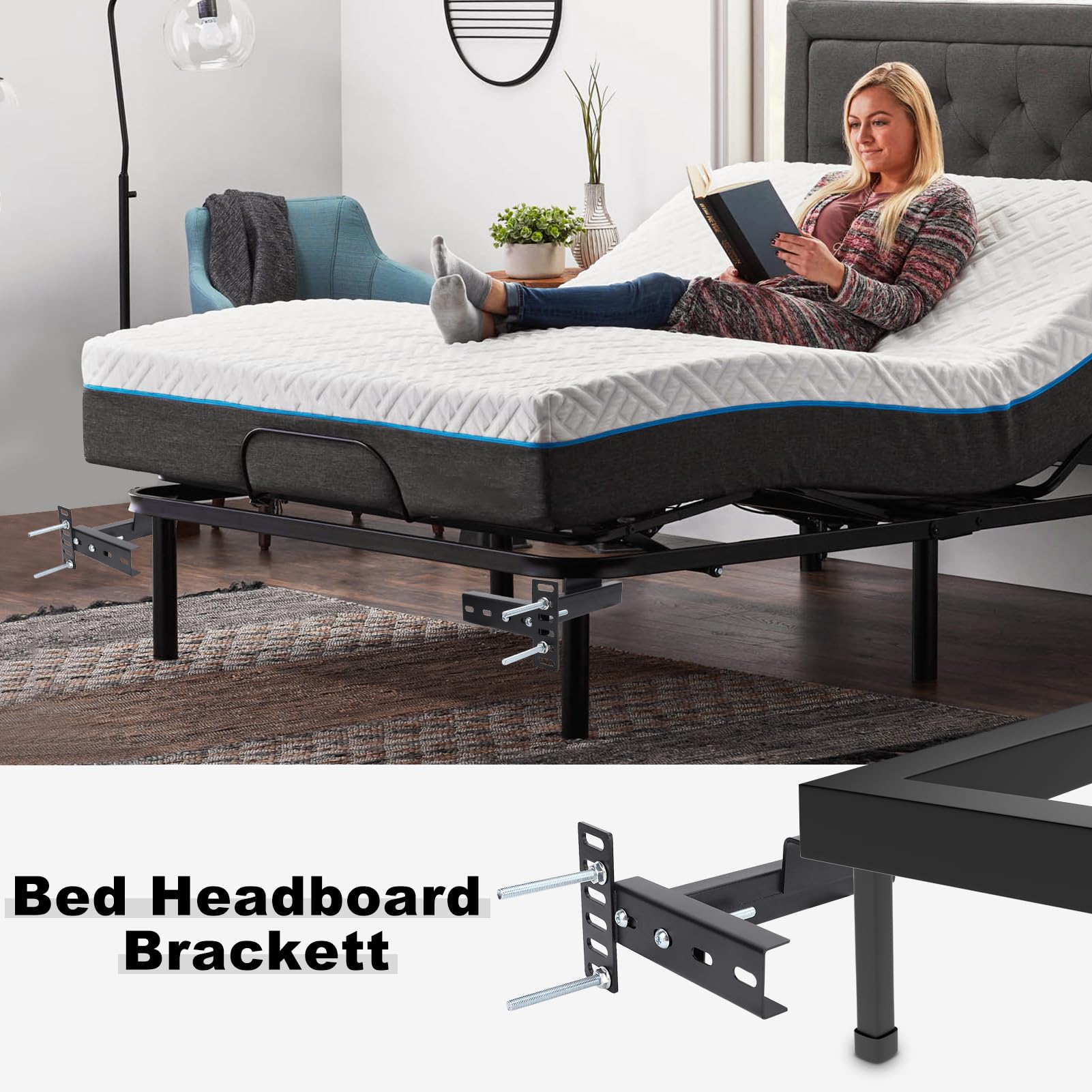 Headboard Brackets, Universal Headboard Bracket, Adjustable Bed Headboard Wall Mounting Brackets, Adjustable Bed Headboard Brackets for Double Bed, Queen Bed, King Bed
