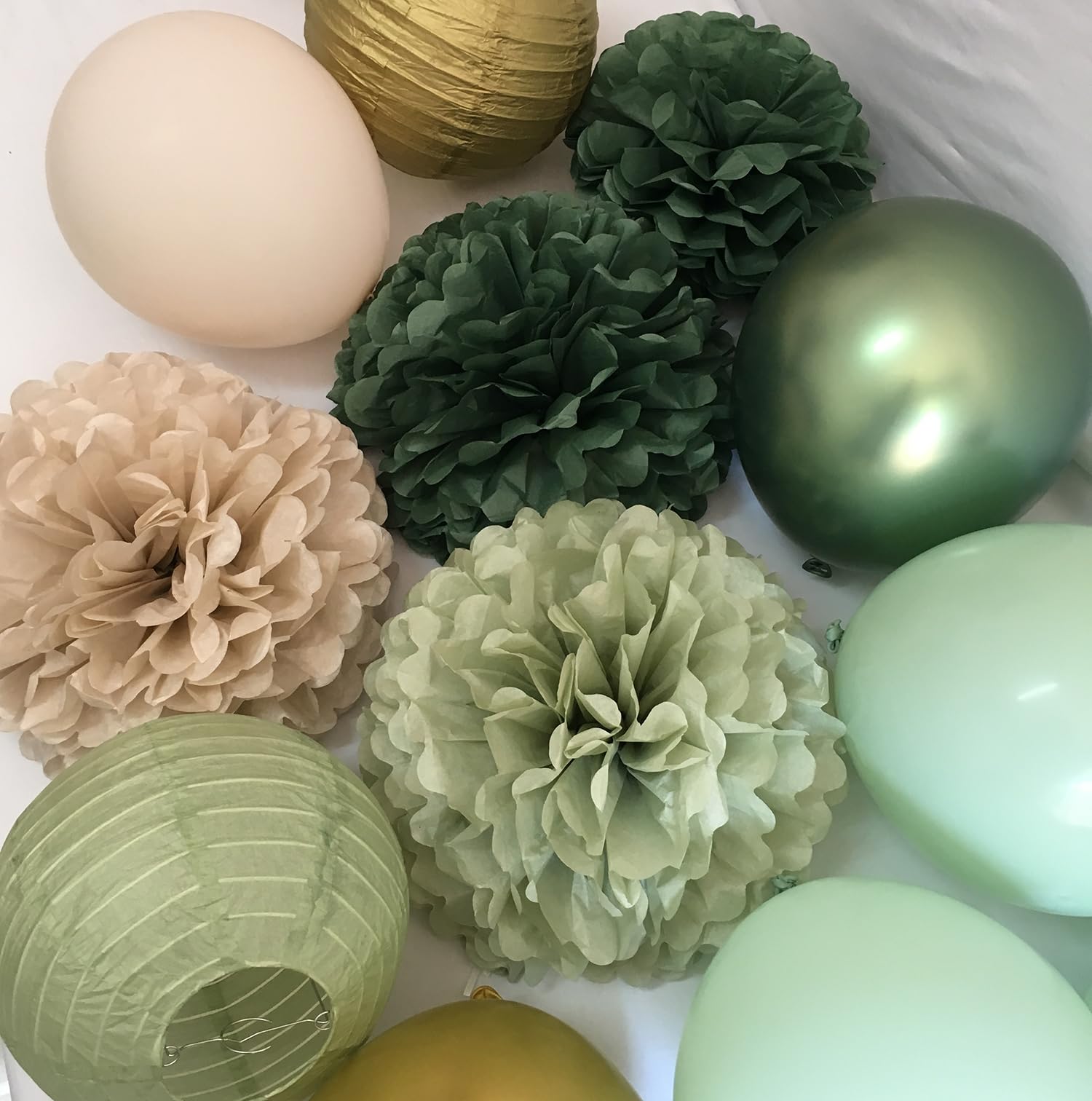 Décorations De Fête Prénuptiale Vert Sauge/sable/doré/nude, Rideaux à Franges, Ballons De Mariée, Bagues En Diamant, Ballons De Champagne Et Voile Pour Enterrement De Vie De Jeune Fille, Décorations