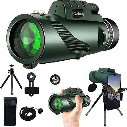 Miniatura 1 de Telescopio monocular de 80 x 100 HD monocular para adultos con soporte para smartphone y trípode impermeable a prueba de niebla visión nocturna baja