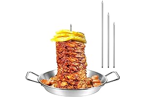 Al Pastor Skewer for Grill, BBQ Vertical Stand Spit Pan
