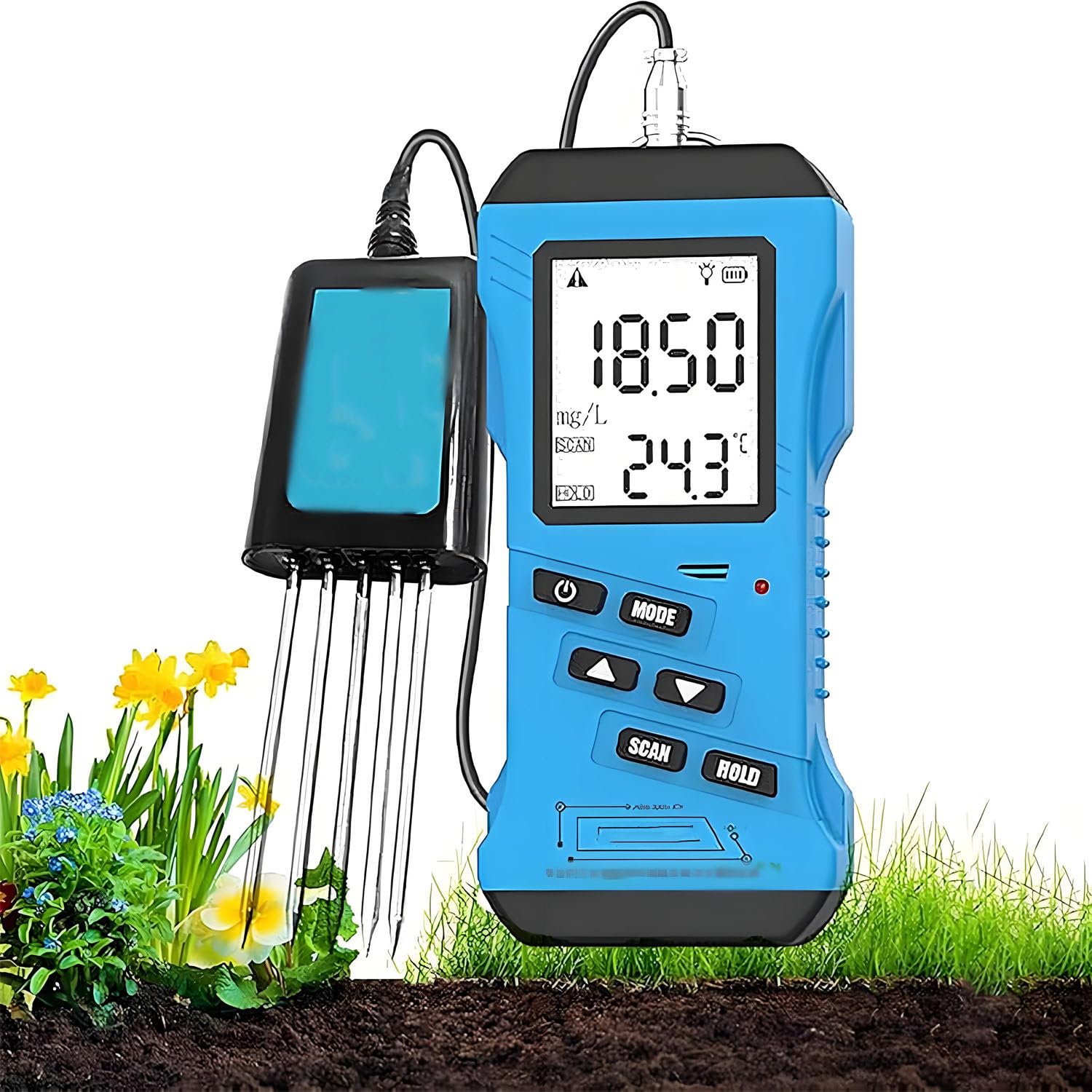 7 w 1 tester gleby, cyfrowy miernik pH gleby, tester NPK z czujnikiem wilgotności i temperatury, zestaw do badania gleby ogrodowej z podświetlanym ekranem LCD