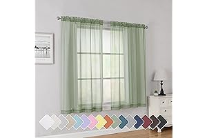 Rod Pocket Top Solid Voile Sheer Curtains: 54-Inch Length Drapes, Set of 2