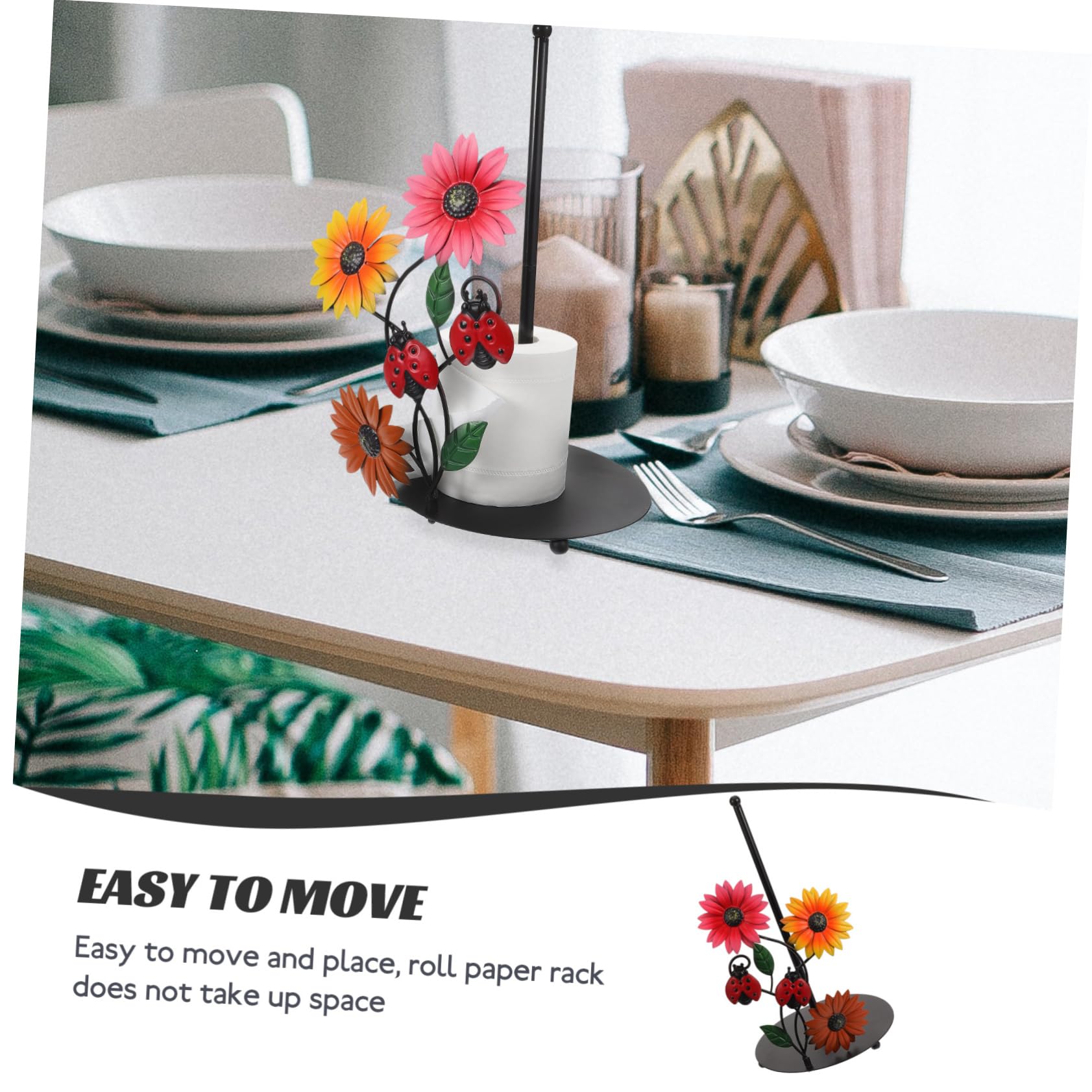 NUOBESTY Porta Rotolo di Carta Supporto Verticale a Forma di Girasole in Ferro Decorativo Base Stabile per Cucina e Soggiorno