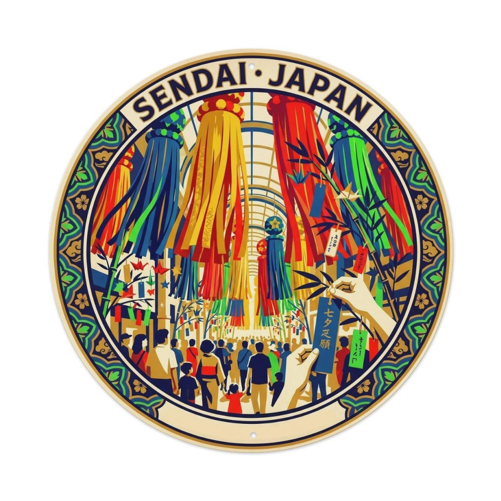 Miyagi Sendai Tanabata Festival Colorful Streamers Cafe Metal Tin Sign