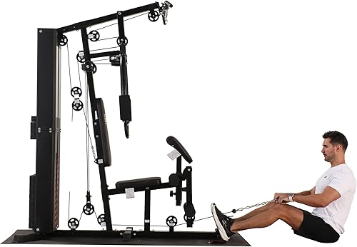 Miniatura 9 de BalanceFrom Máquina multifuncional de gimnasio en casa con marco de acero con alfombrilla de piso, estación de entrenamiento de fuerza con pila de