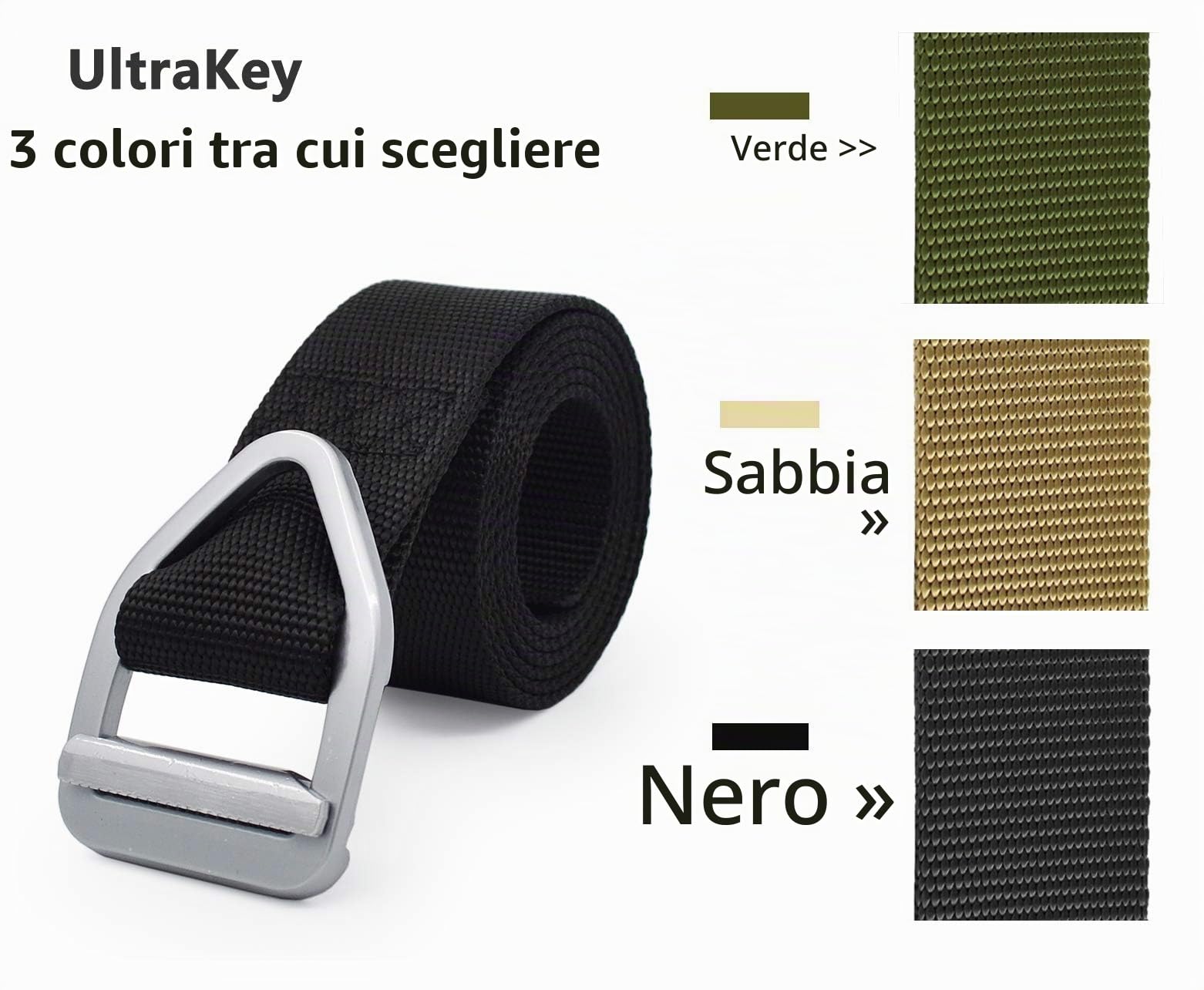 UltraKey Cintura di Stile Tattico Militare, Cintura in Nylon, Cinghia in Nylon con Fibbia in Metallo, Adatto per Gli Sport all’Aria Aperta e la Caccia