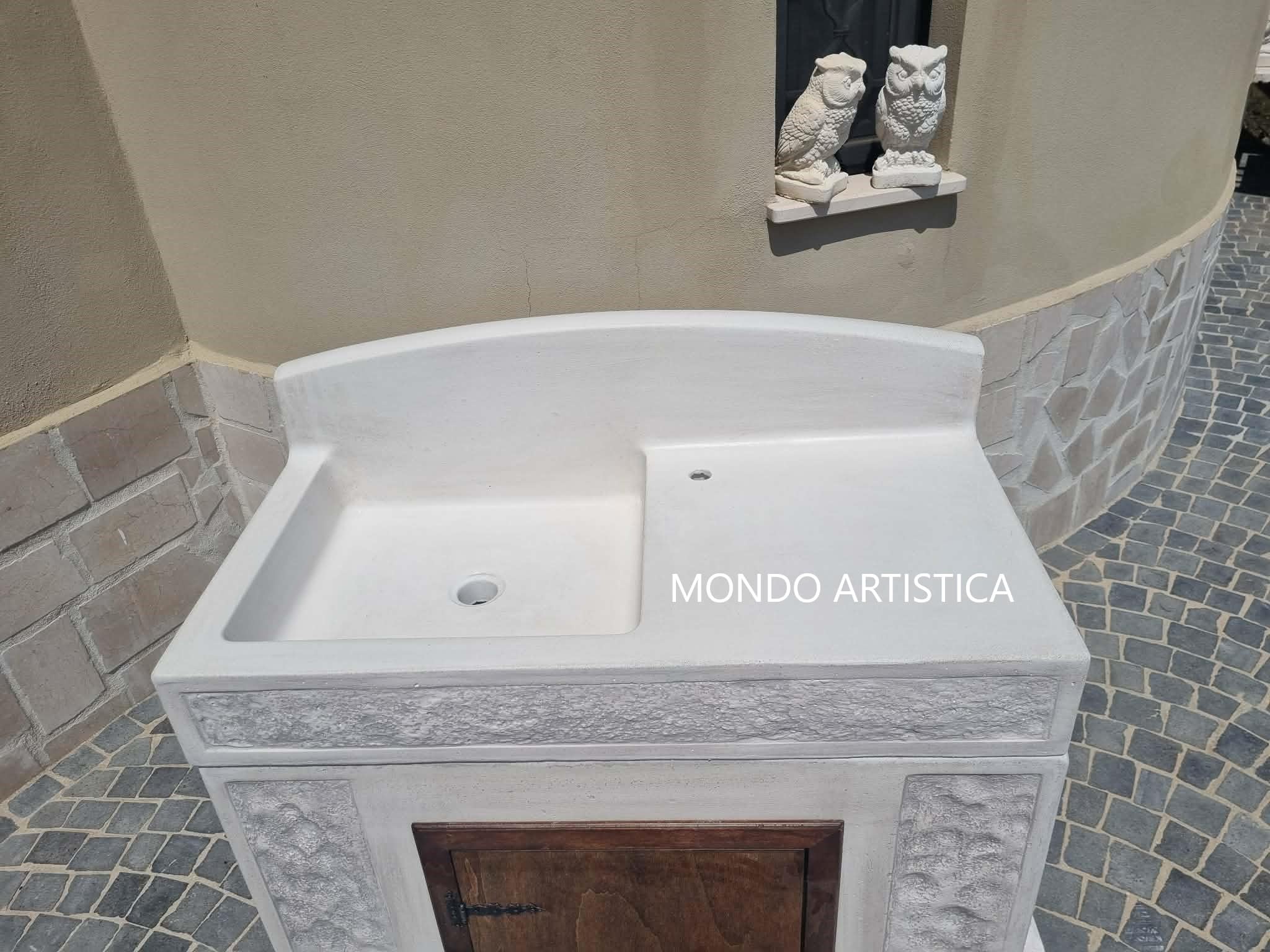 Lavandino Con Mobile, Lavabo Per Esterno, Cucina Da Giardino, Misure: 84X44 H 100, Sfumato Grigio