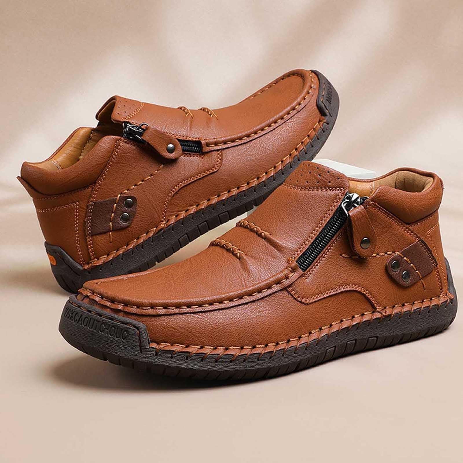 Generisch Pantoufles décontractées pour homme, matériau supérieur, chaussures de randonnée confortables pour le quotidien avec fermeture éclair latérale, pantalon jean parfait pour les loisirs