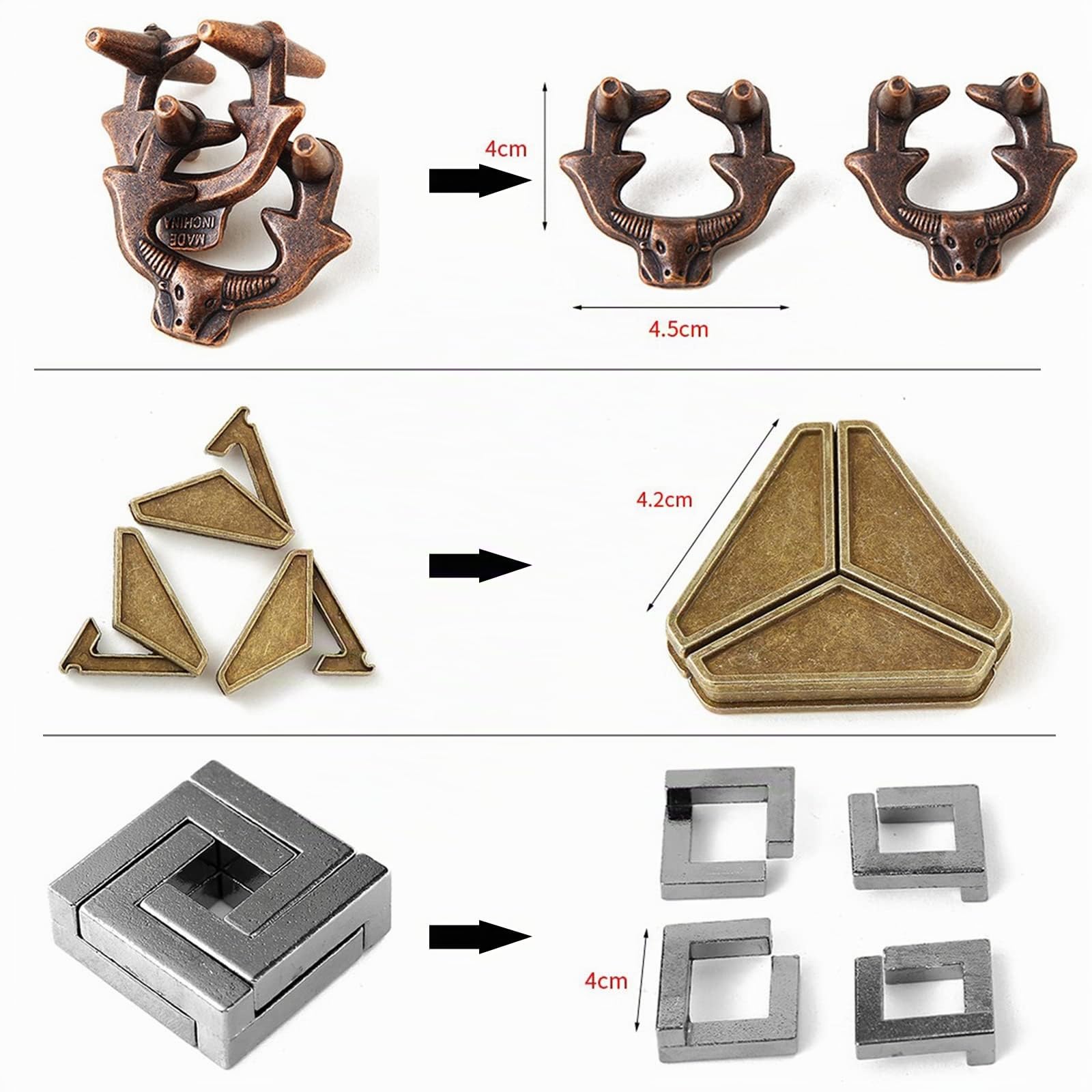 Joyeee Knobelspiele Metall Puzzle Set, Zaubertrick Spielzeug Denkaufgabe IQ Geist Test Lernspielzeug für Party Mitgebsel Erwachsene Teenager und Kinder Herausforderung, Hohe Schwierigkeit, 25Stück - A