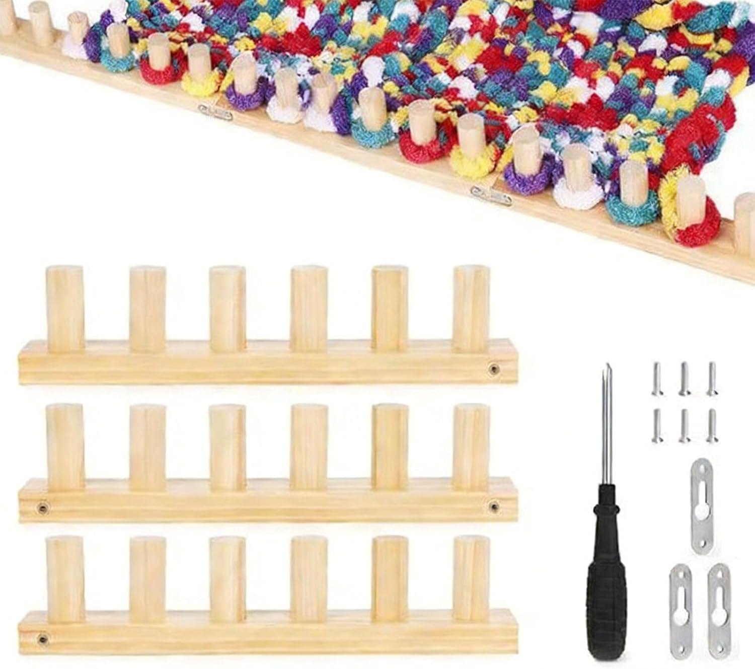 Wooden Knitting Tool Machine Easy to Assemble Wood Weaving for Blankets Sweaters Bag Shawls and Home Decoration Hat