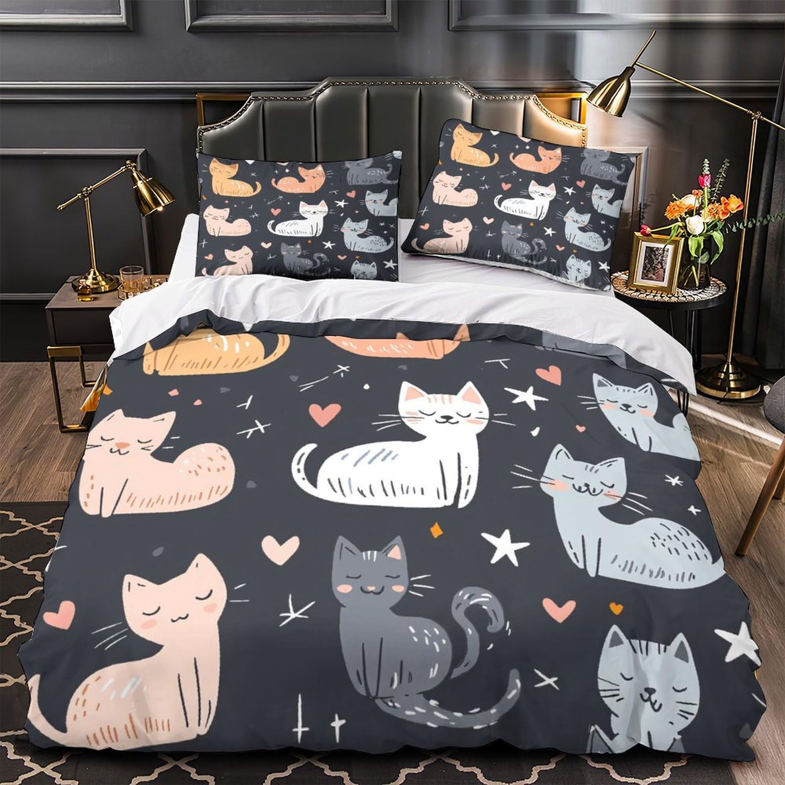 Housse de couette capybara 3D parure de lit légère anti froissement