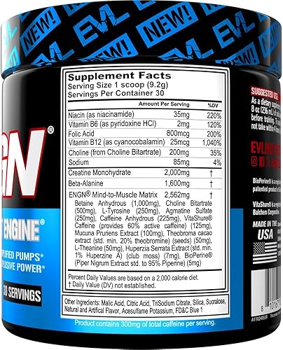 Miniatura 21 de Evlution Nutrition ENGN Polvo preentrenamiento intenso, sin pikatropina, 30 porciones, para aumentar la energía, potencia y enfoque, 4332492029,