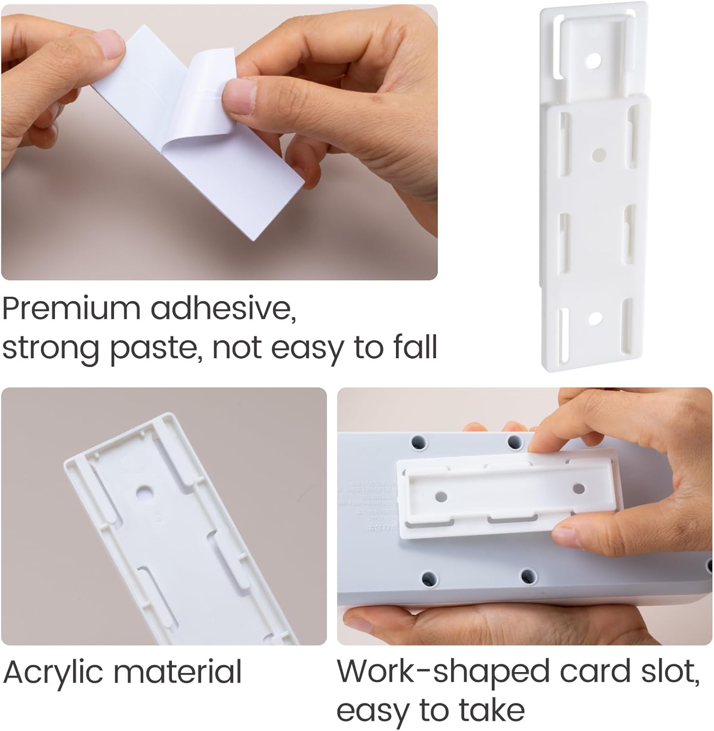 12pcs Self-Adhesive Power Strip Holder, White No Pre-drilled Desktop Socket Fixer, Wall Mount Desktop Power Stirp Holder for Home Office Computer Kitchen