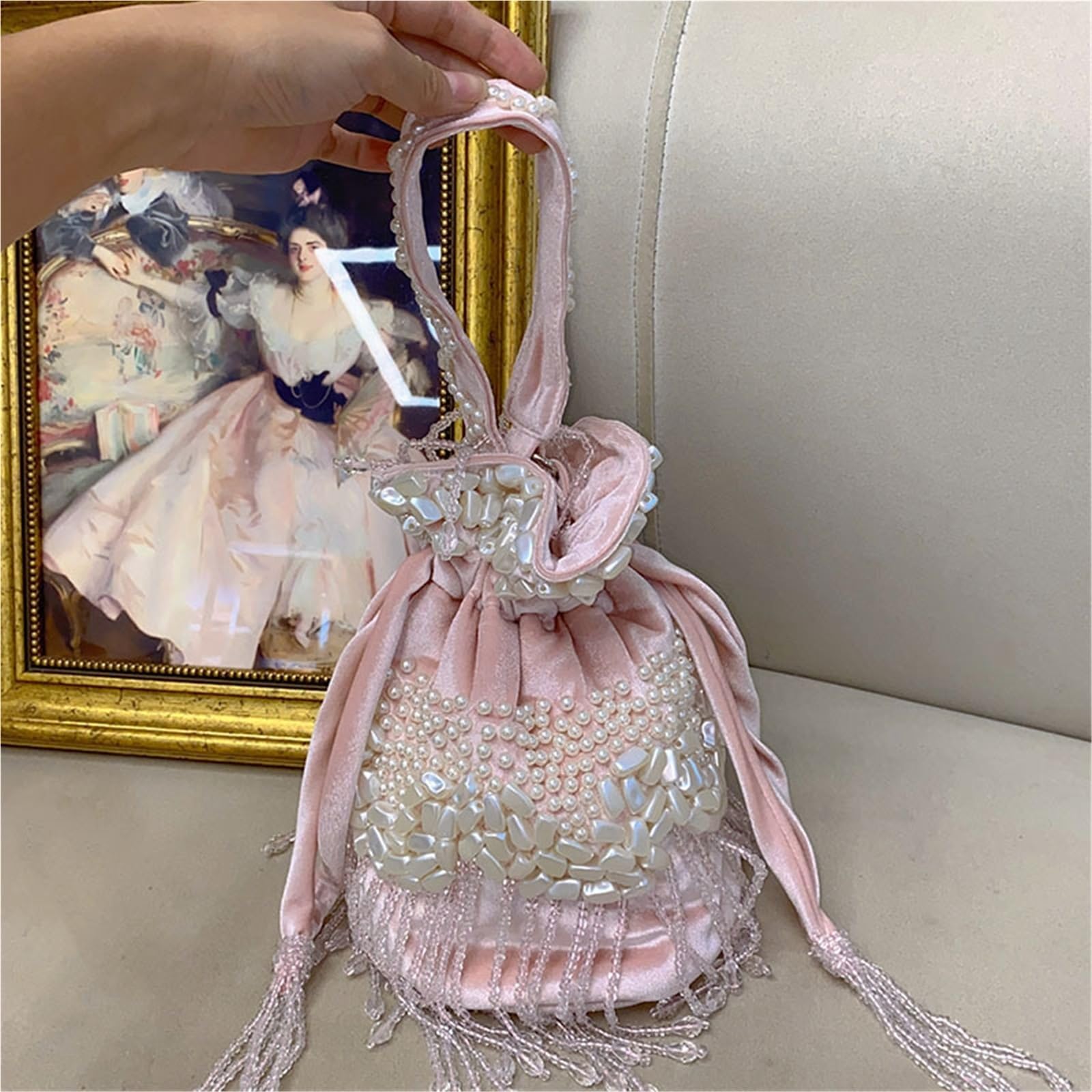 Schmuckbeutel Aus Seide Elegante Banketttasche aus Kristallperlenseide | Party-Abend, handgefertigt, mit Samt-Touch, modische Hochzeit