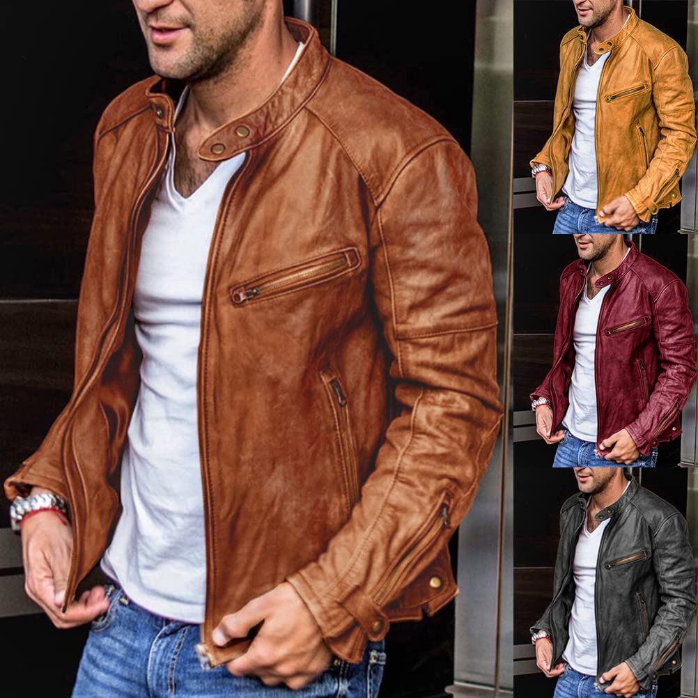 Giacca Uomo Ecopelle Giacche Biker Leggero Giubbino Bomber Giubbotto Vintage Giacca Da Moto Moda Casual Jacket Primavera Regular Fit Giacca a Maniche Lunghe