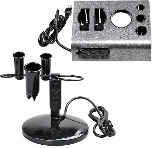 Miniatura 12 de BYOOTIQUE - Secador de soplado de mesa de 6 agujeros y soporte para plancha de pelo, soporte para aparatos de salón con 3 salidas, organizador