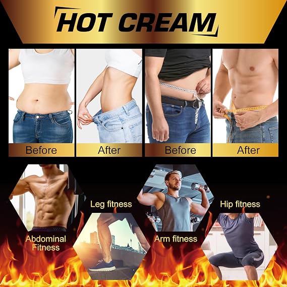Hot Sweat Cream, Natural Sweat Cream for Belly Fat Burner for Women, Fat Burning Cream for Belly, Hot Cream Weight Loss Workout Enhancer, Cellulite Treatment for Thighs Legs, Arms & Buttocks (1 PC)