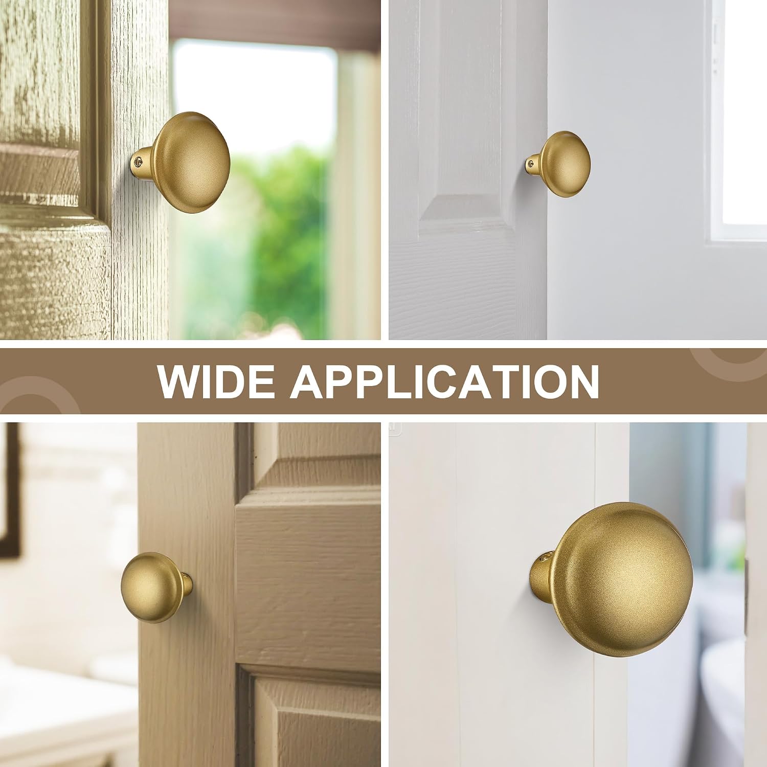 Saillong 6 Sets Vintage Style Door Knob Set with Spindle, Old Style Door Knob Replacement with Electroplate Design, 2.2inch, Outside Diameter for Interior Doors (Gold)
