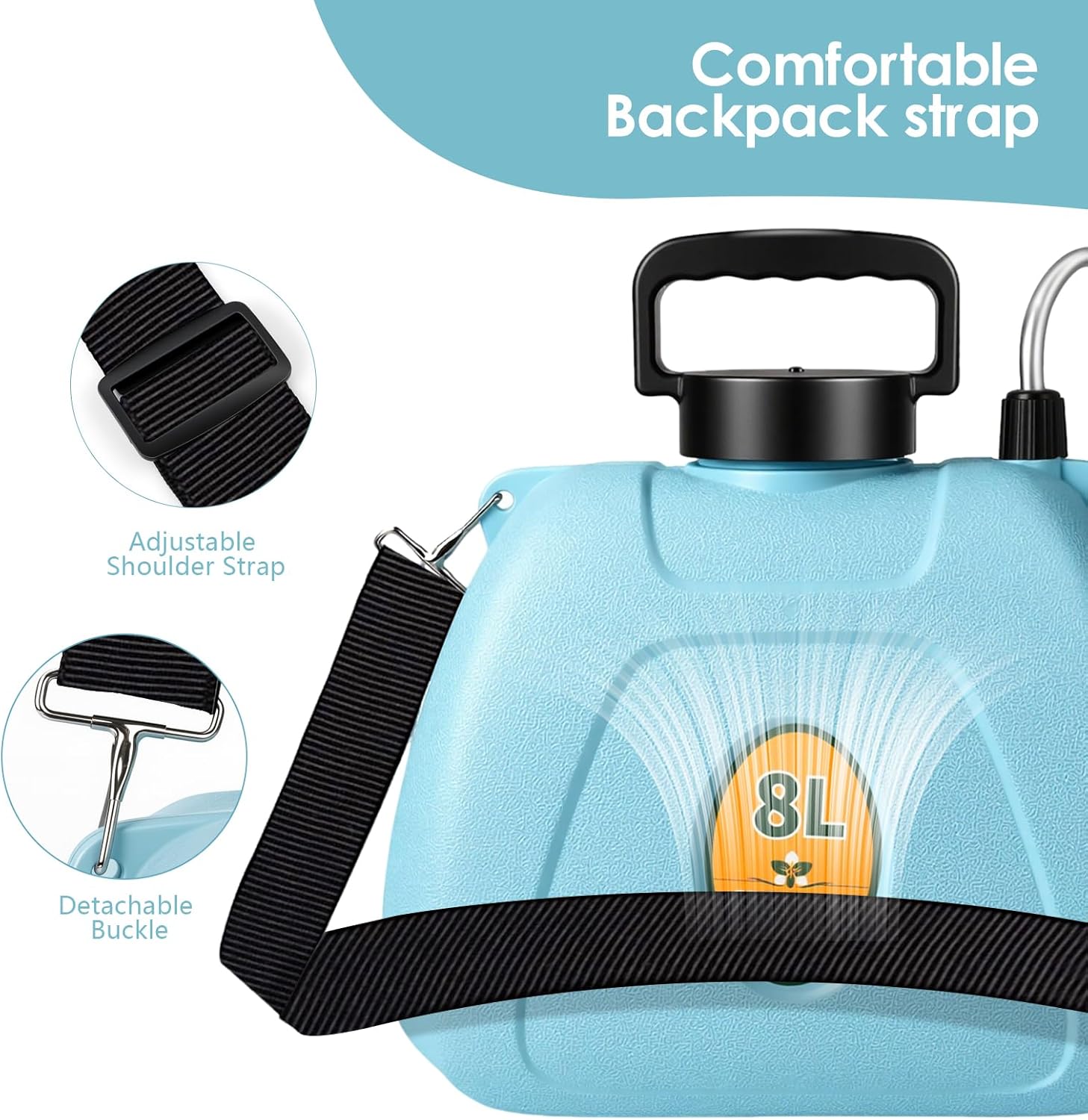 2 Gallon Battery Powered Garden Sprayer,2025 Upgraded Electric Weed Sprayer with 3 Adjustable Speed, Battery Indicator,Rechargeable Retractable Wand with Adjustable Shoulder Strap for Lawn,Garden,Yard - Image 5