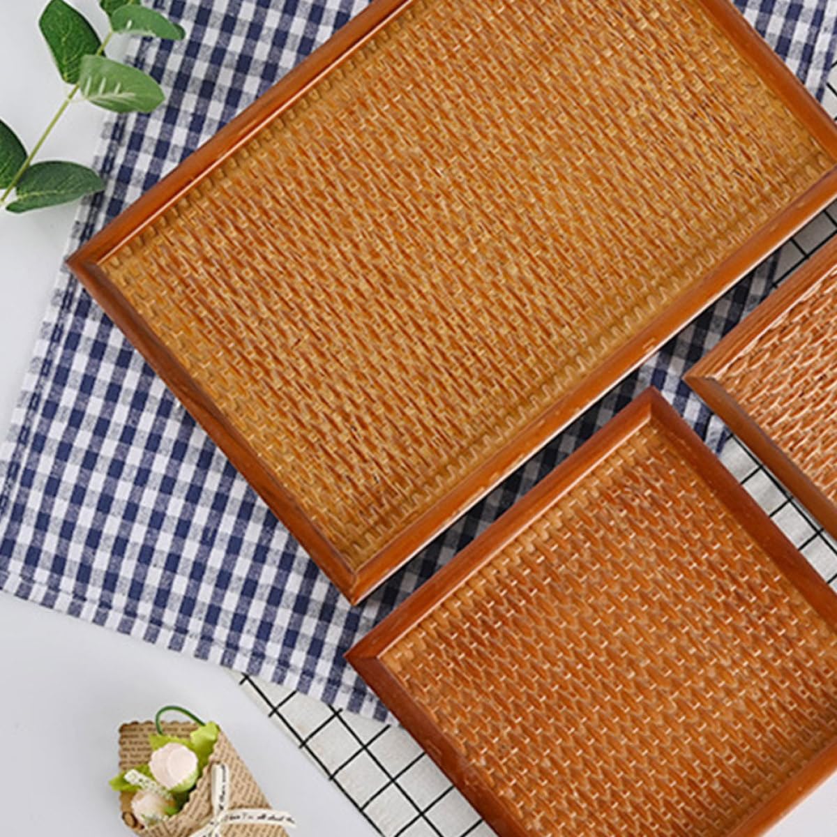 Drewniana taca na herbatę 30 x 20 x 2 cm – wielofunkcyjna taca do serwowania do salonów piękności i spa gładkie wykończenie, idealna na desery i herbatę, wzór z naturalnego drewna