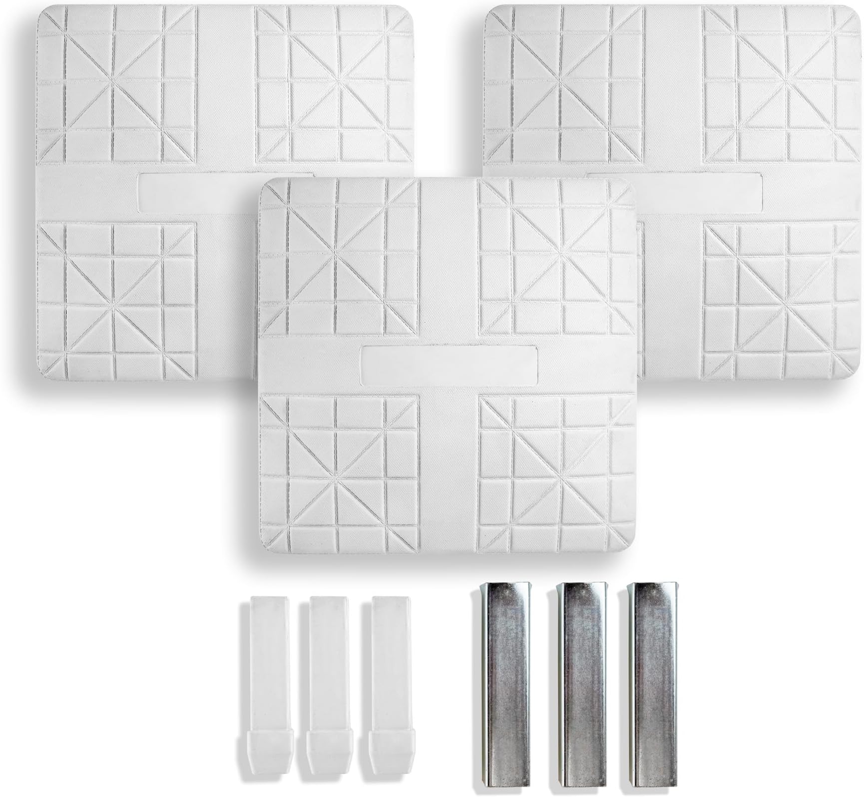 Pro Style Set of 3 Bases for Baseball and Softball – 15" x 15" Molded Base Set with Waffle Bottom & Anchors - Includes 1st, 2nd, 3rd Base