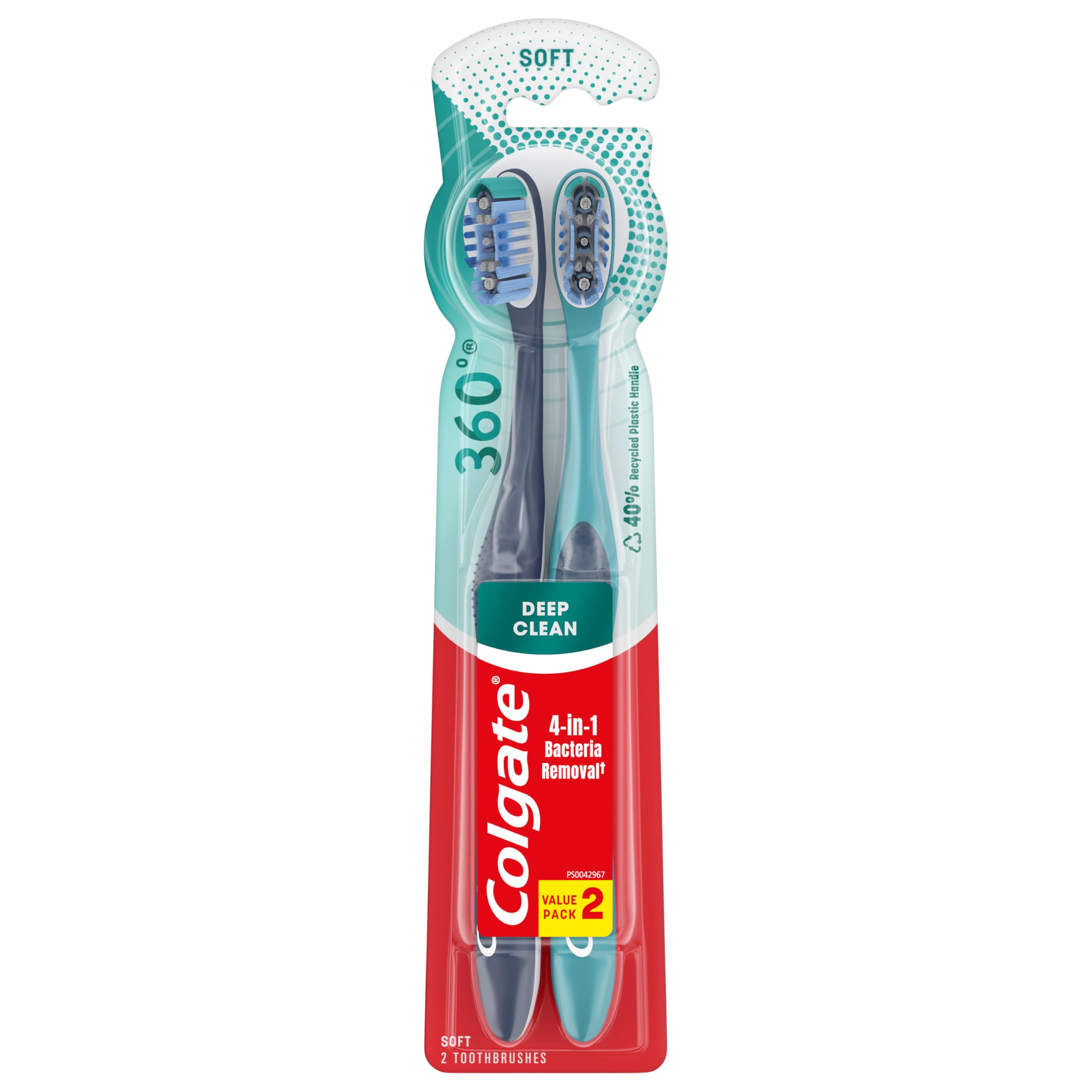 360 Adult Full Head Soft Toothbrush, Twin Pack (68782)