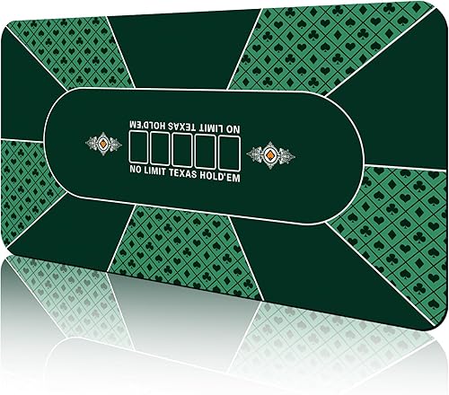 CONTINUE Tapete de mesa de póquer para 8 a 10 jugadores, Texas Hold'em, tapete de póquer profesional antideslizante de goma con bolsa de transporte