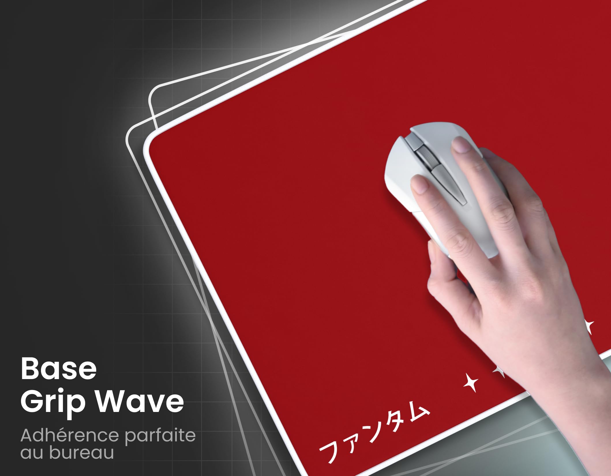 Phantum Prism - Tapis de Souris Gaming XXL 900x400 mm - Surface en Microfibre Hydrophobe Haute Performance - Base Caoutchouc Antidérapante - Soft Speed & Contrôle Précis (Red)