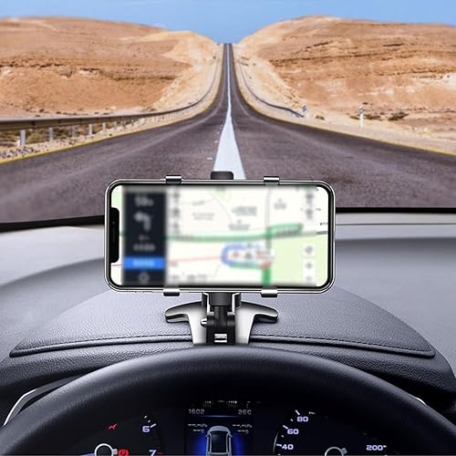 Miniatura 5 de Paquete de 2 soportes para teléfono para salpicadero de automóvil, clip ajustable giratorio de 360 con base de silicona antideslizante, soporte
