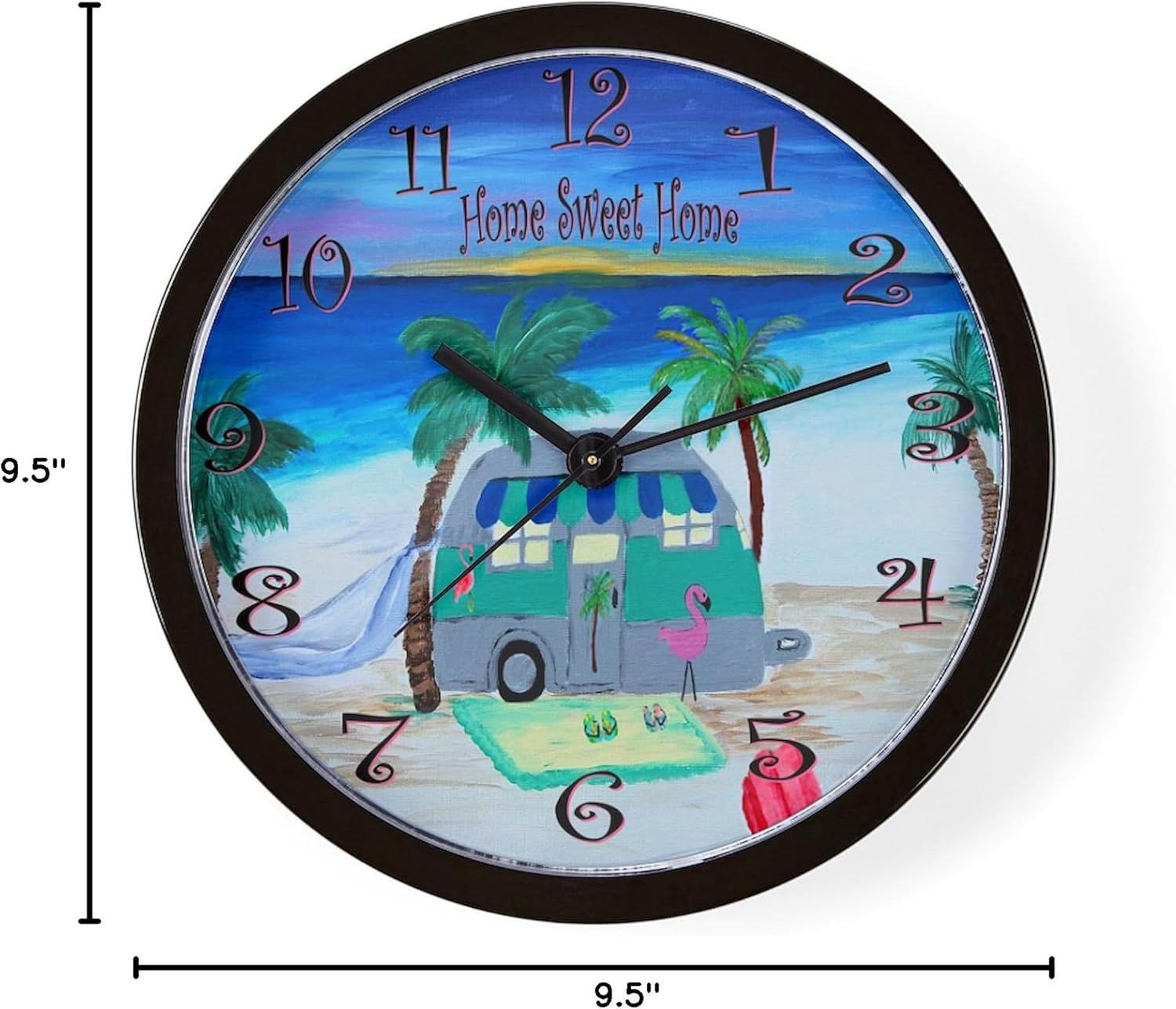 CafePress Home Sweet Home Camper 10" Wall Clock for Livingroom, Kitchen, or Office