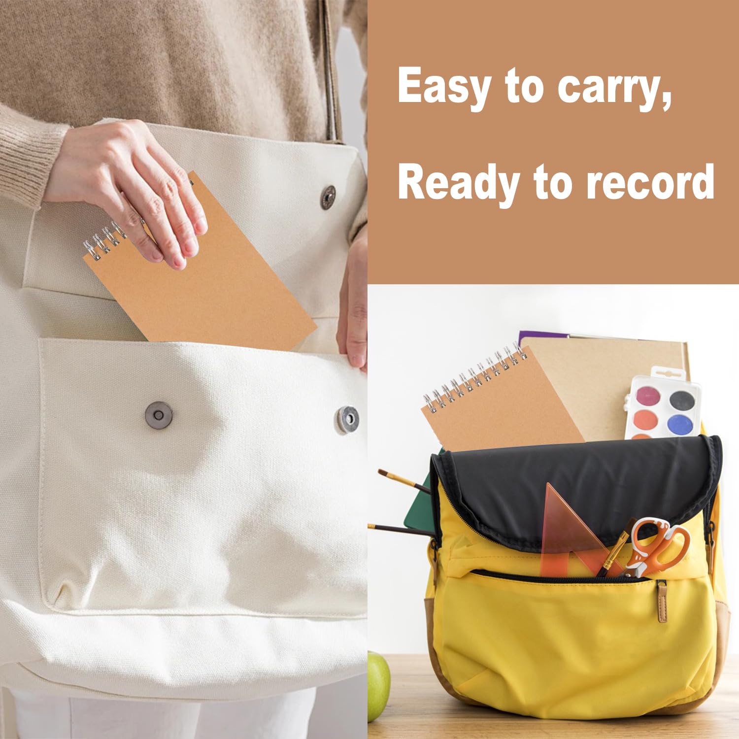 IHDYPPEW Paquete de 24 cuadernos rayados en espiral marrón, cuadernos A6 con espiral superior, cuadernos medianos versátiles para el trabajo, estudio y regalos, suministros de oficina, escuela (80