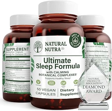 Natural Nutra Ultimate Sleep Formula, Chamomile to Support Relaxation and Reduce Nighttime Anxiety, Help You Fall Asleep Faster, 50 Capsules