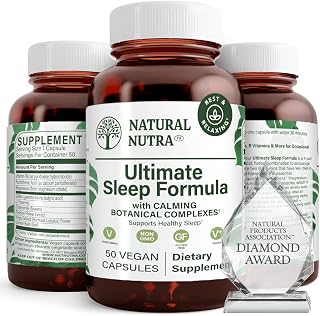 Natural Nutra Ultimate Sleep Formula, Chamomile to Support Relaxation and Reduce Nighttime Anxiety, Help You Fall Asleep Faster, 50 Capsules
