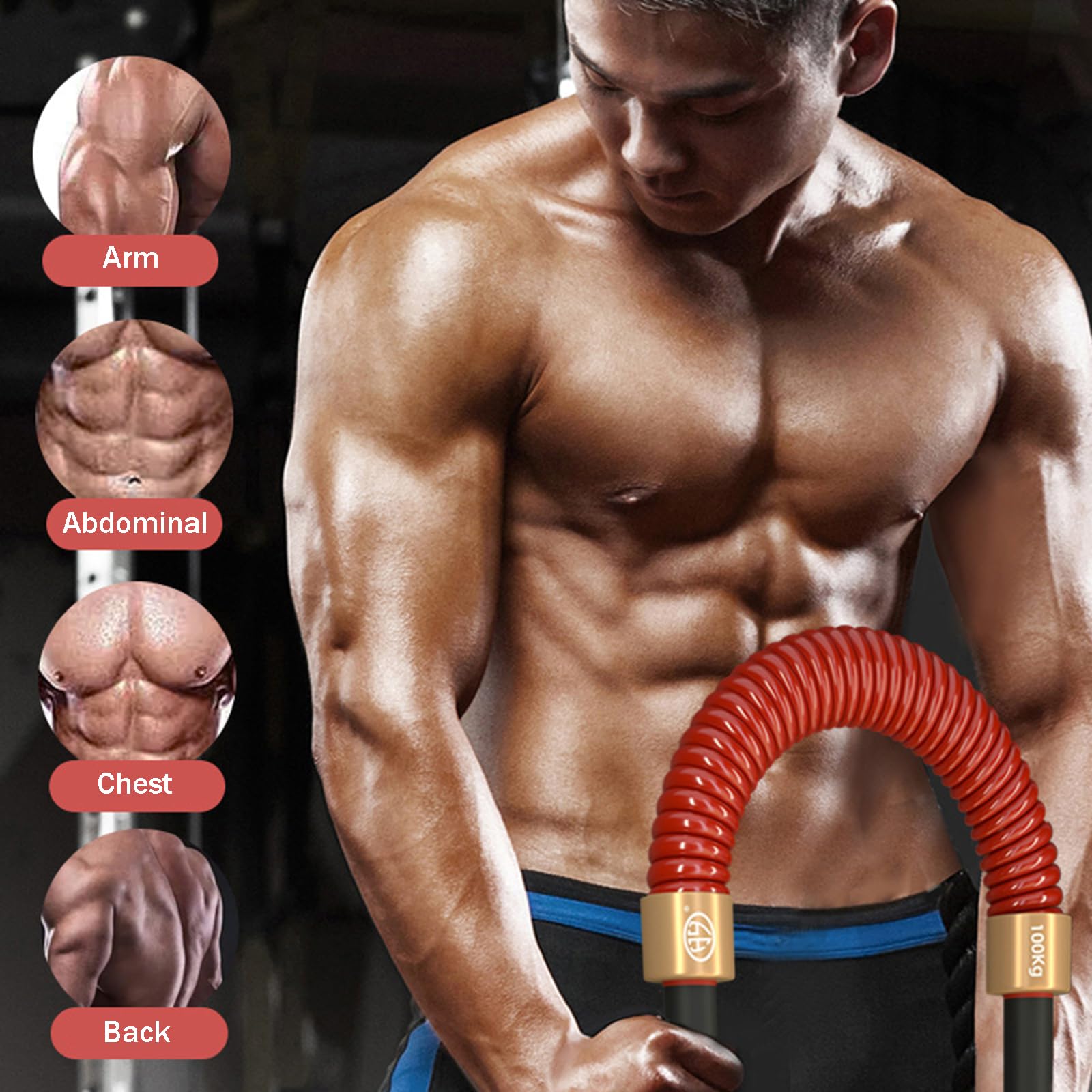 Drążek Arm Power Twister, Trening Z Rozprężacz Sprężynowy Do ćwiczeń Klatki Piersiowej Ramion Przedramion Bicepsów, Wytrzymały Sprzęt Do Treningu Siłowego Do Domowej Siłowni(Size:70KG)