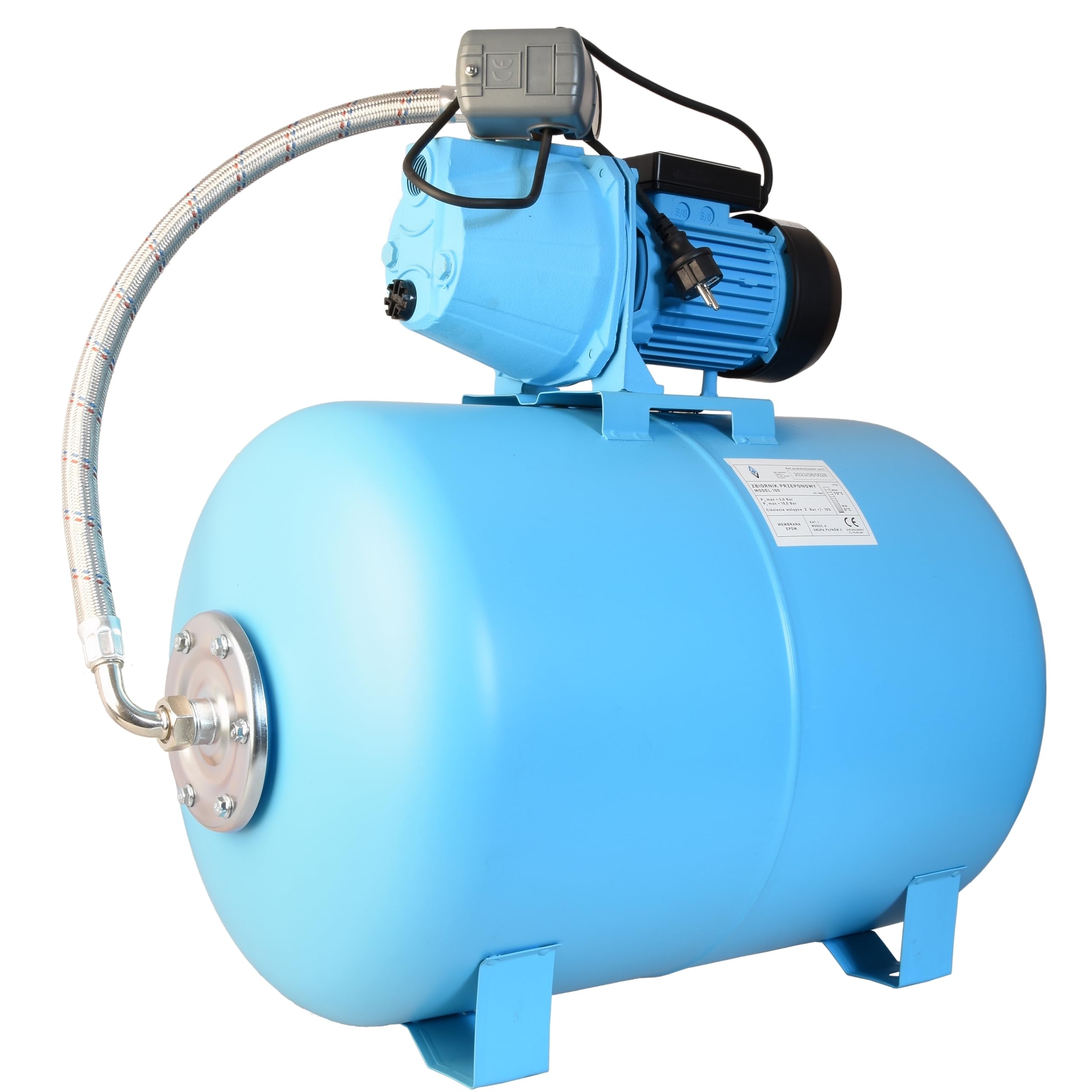 Impianto idrico domestico JET 100S - Pompa per l'approvvigionamento idrico domestico con serbatoio da 100L - Ghisa - Pompa dell'acqua (3600l/h, 1100W, prevalenza 50m) - Pompa da giardino con
