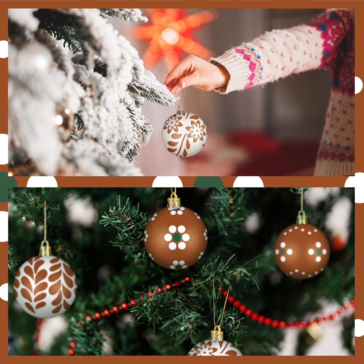 24 Pcs 2.36 Inch Mexican Christmas Ball Ornaments Platos De Barro Mexicanos Barro Decor Tree Hanging Ornaments Plastic Christmas Balls Decor for Xmas Trees Holiday Party Favors Home