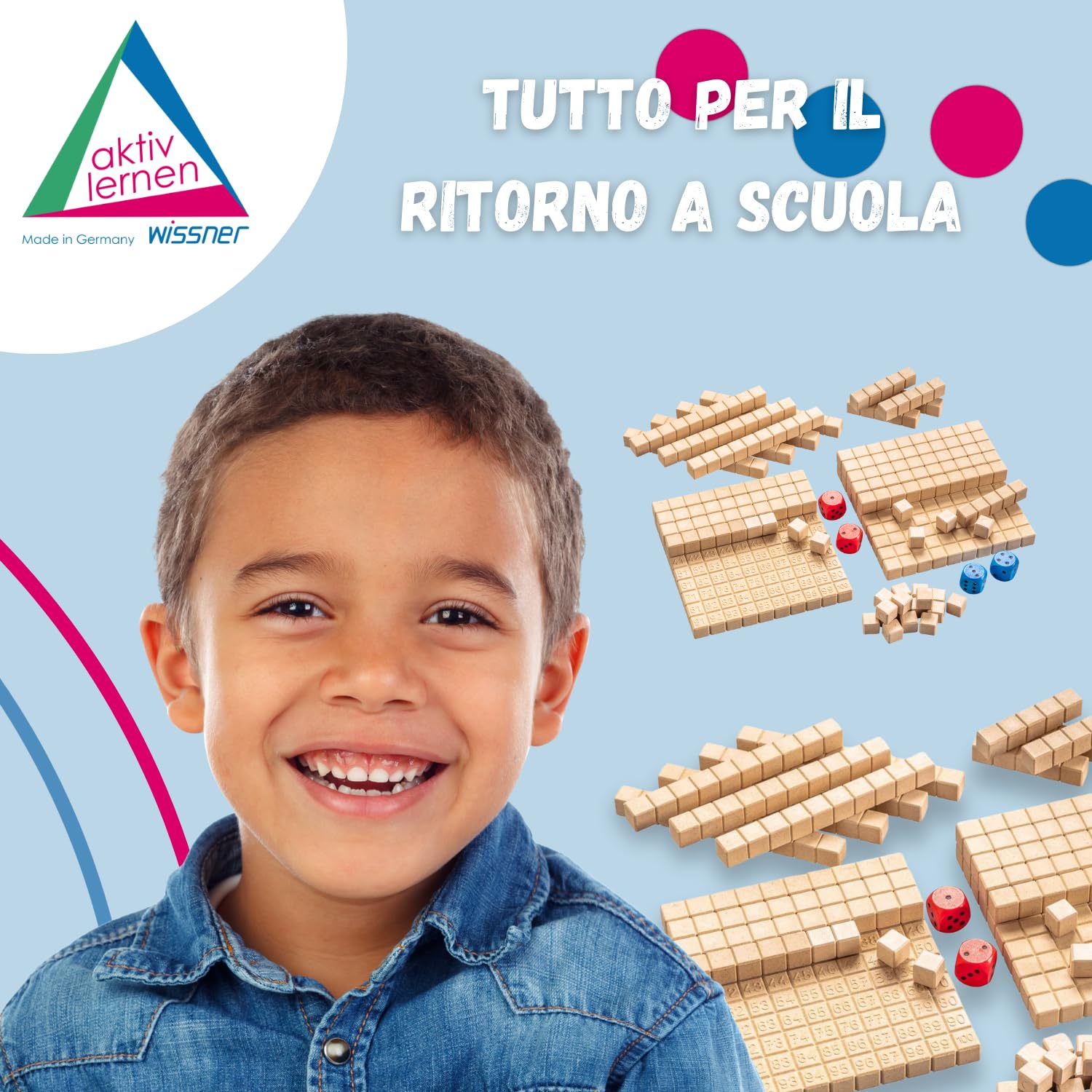 WISSNER® Aktiv lernen - Gioco matematico - Funzioni di Addizione e Sottrazione - RE-Wood®
