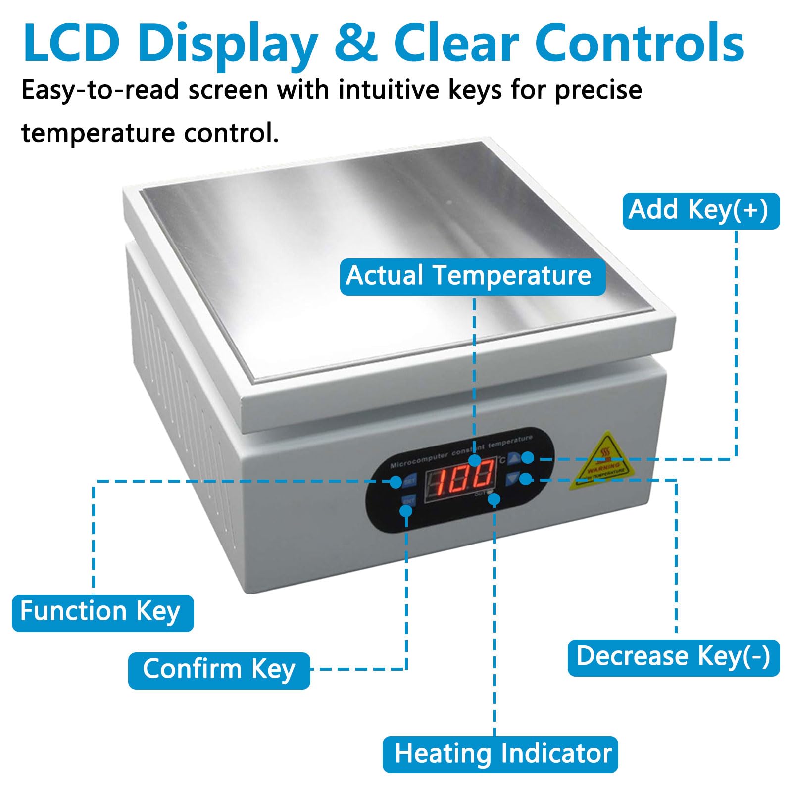 800W Lötstation Heizplatte 200x200mm, Digitale LCD Vorheizstation 0–400℃ einstellbar, Elektrische Heizplatte für PCB Platine, Handy Bildschirmreparatur & Bauteilentlötung