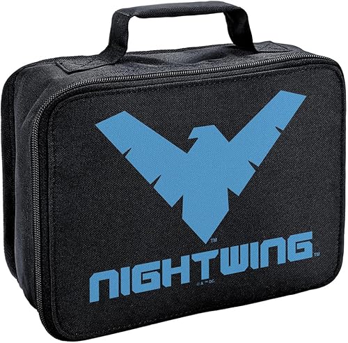 LOGOVISION Batman Nightwing - Lonchera con logotipo de lados suaves, reutilizable, para trabajo escolar, oficina, sin BPA