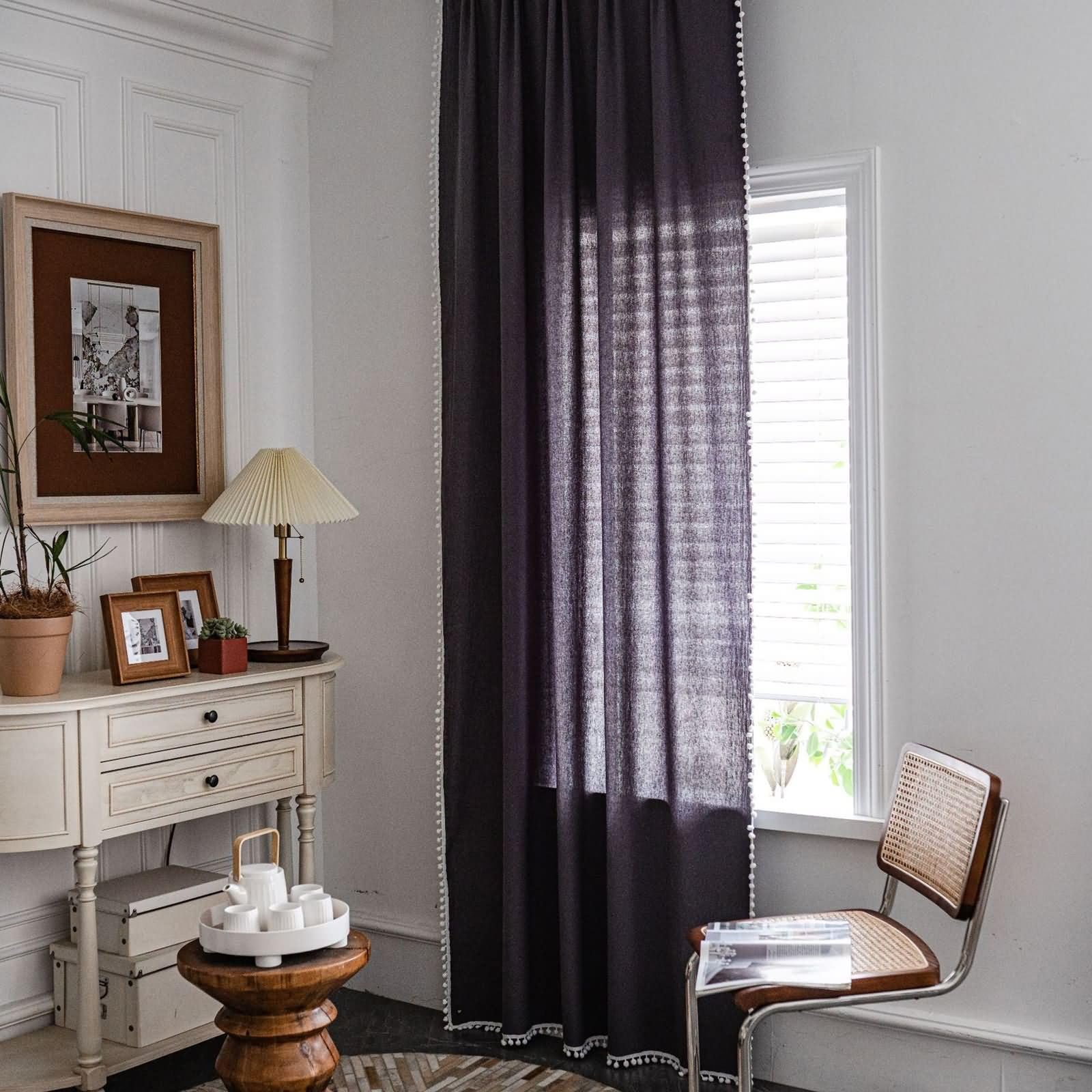 Tende con Ganci,2 x 150W x 240H CM,Tende Salone 2 Pezzi Tinta Unita con Nappa Tende da Finestra Semioscuranti Grigio