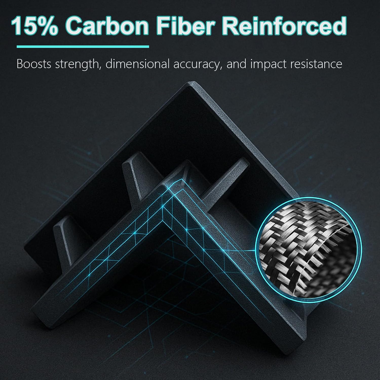 Siraya Tech Fibreheart PET-CF 3D Filament - Carbon Fiber Reinforced, Large 2.5kg Spool for Industrial & Print Farms, High Strength & Rigidity, Easy Printing, Dimensionally Stable (Black, 2.5kg)