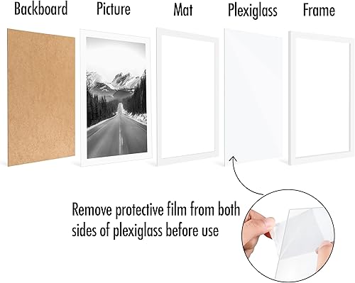 Vista 515 de Americanflat Portarretratos de 8 x 12 pulgadas con plexiglás pulido, juego de 2 portarretratos de 6 x 8 pulgadas con paspartú o para fotos de 8 x 12