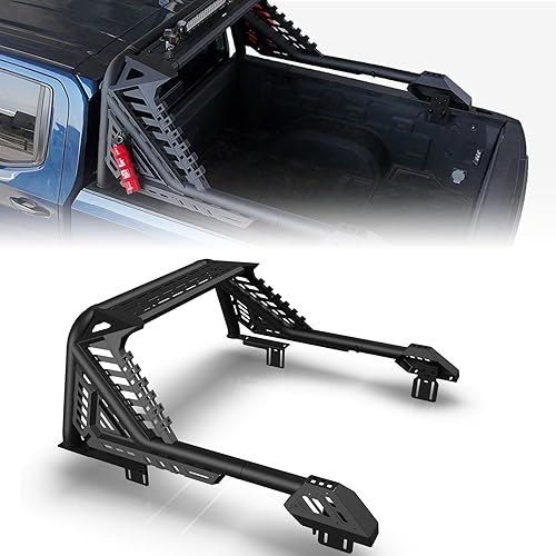 Heavy-Duty Roll Bar for F-150/F-250, Silverado 1500, Ram 1500/2500, Sierra, Tundra – Adjustable, No-Drill Installation | Light Mount Ready | Compatible with Retractable Tonneau Covers with Rails